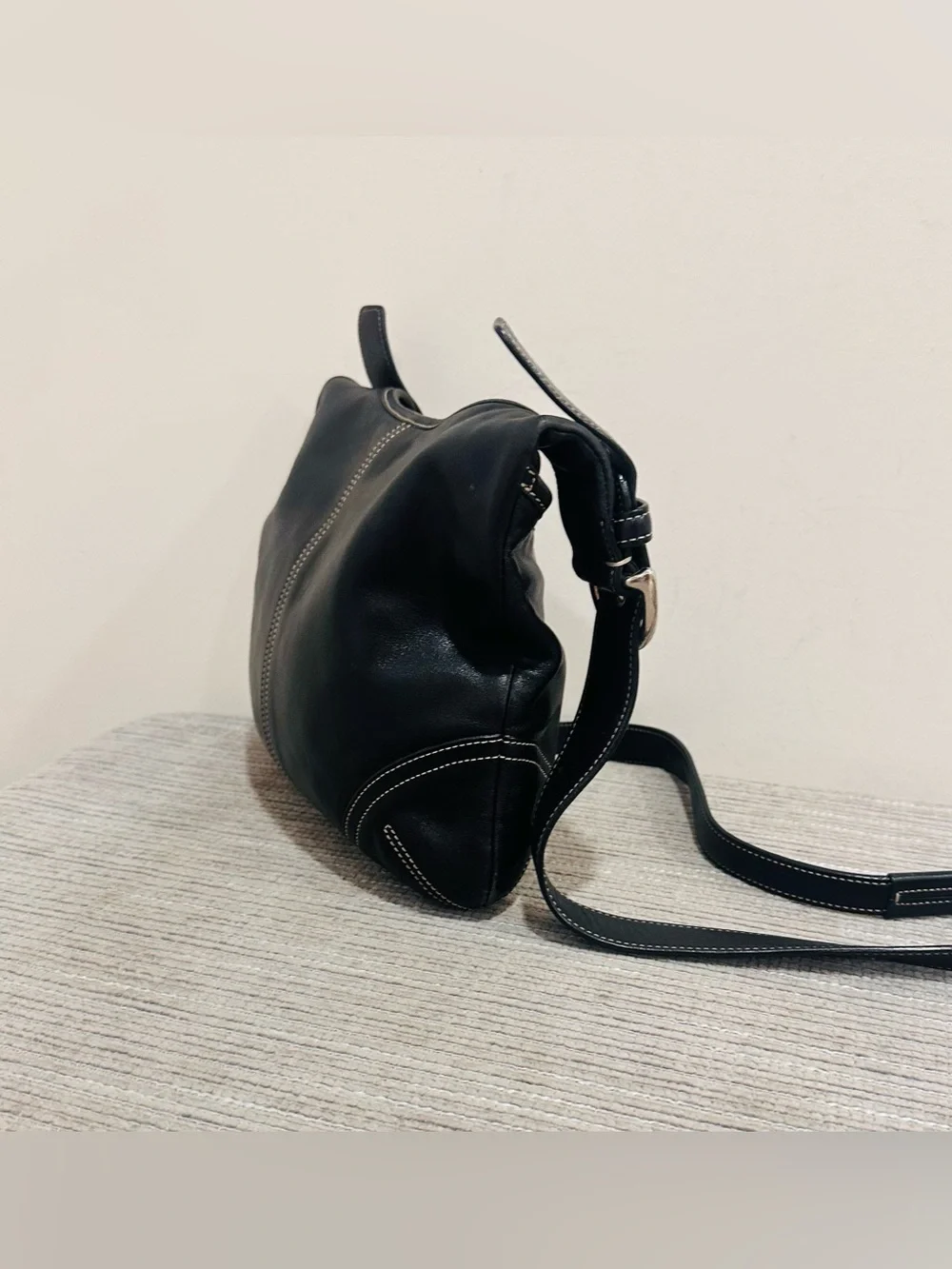 Vintage Coach Soho Hippie Black Leather Hobo Shoulder Bag 9549 Y2K Authentic
